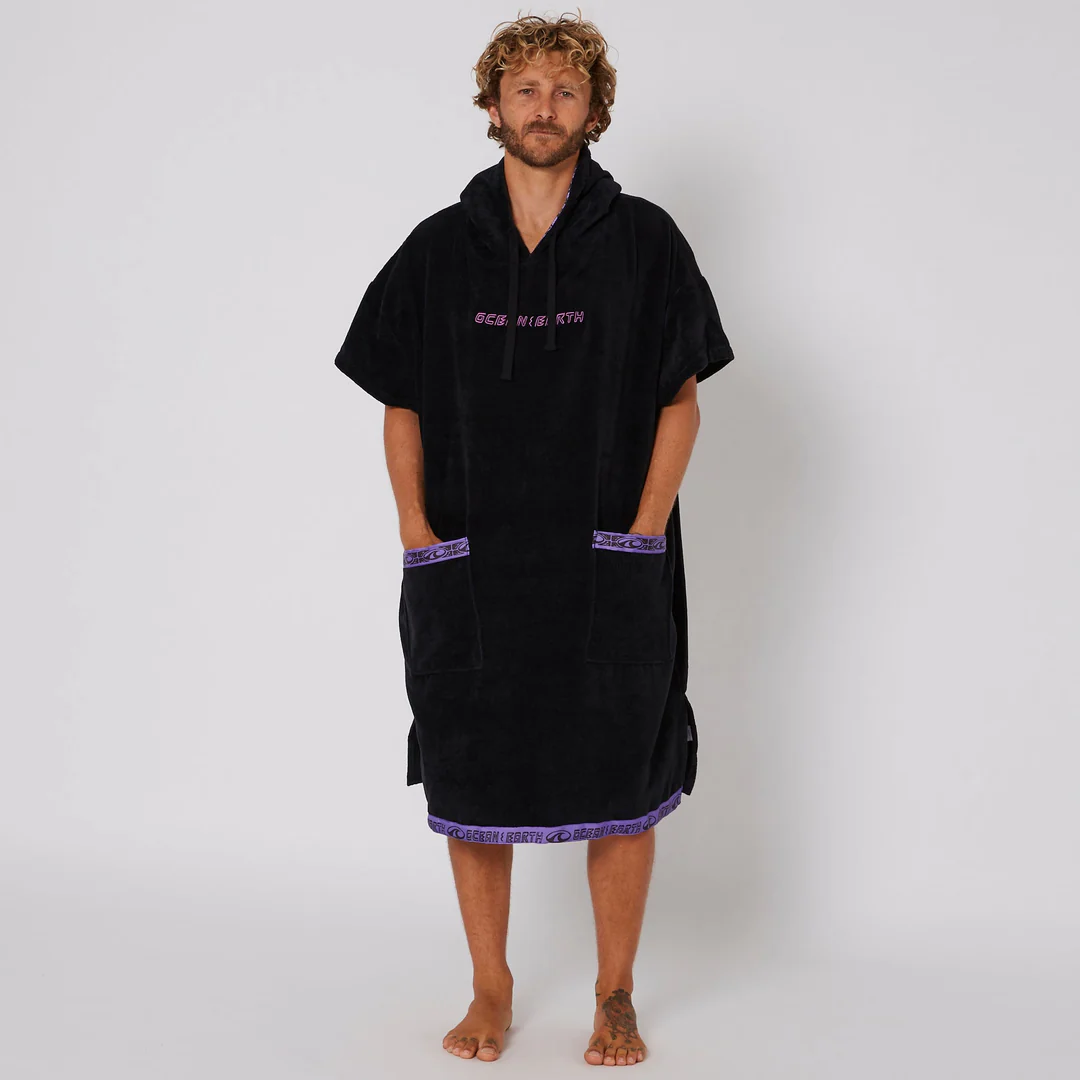 Ocean & Earth Mens Strike Hooded Poncho - Color : Black
