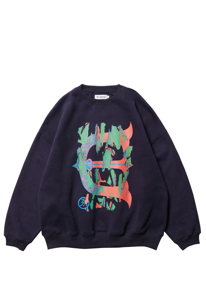 FELPA GIROCOLLO EVISEN SKATEBOARDS SKULL CAMO CREW SWEAT NAVY M (Size M)
