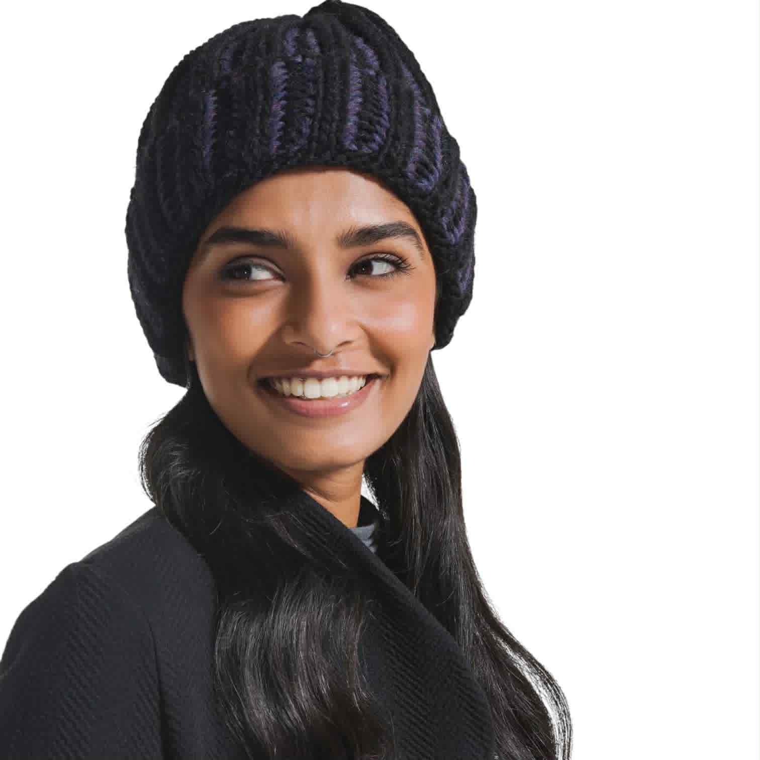 Deha Berretta Bicolore in Lana e Alpaca (BLACK)