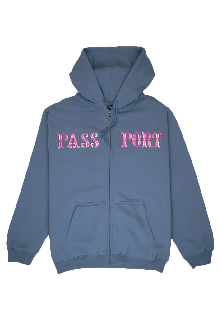 FELPA CAPPUCCIO PASS~PORT GLINT ZIP HOODIE WASHED OUT BLUE L (Size L)