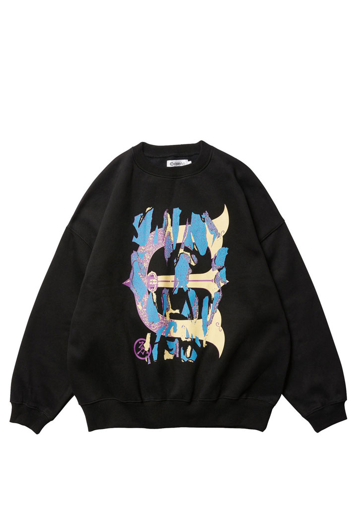 FELPA GIROCOLLO EVISEN SKATEBOARDS SKULL CAMO CREW SWEAT BLACK L (Size L)