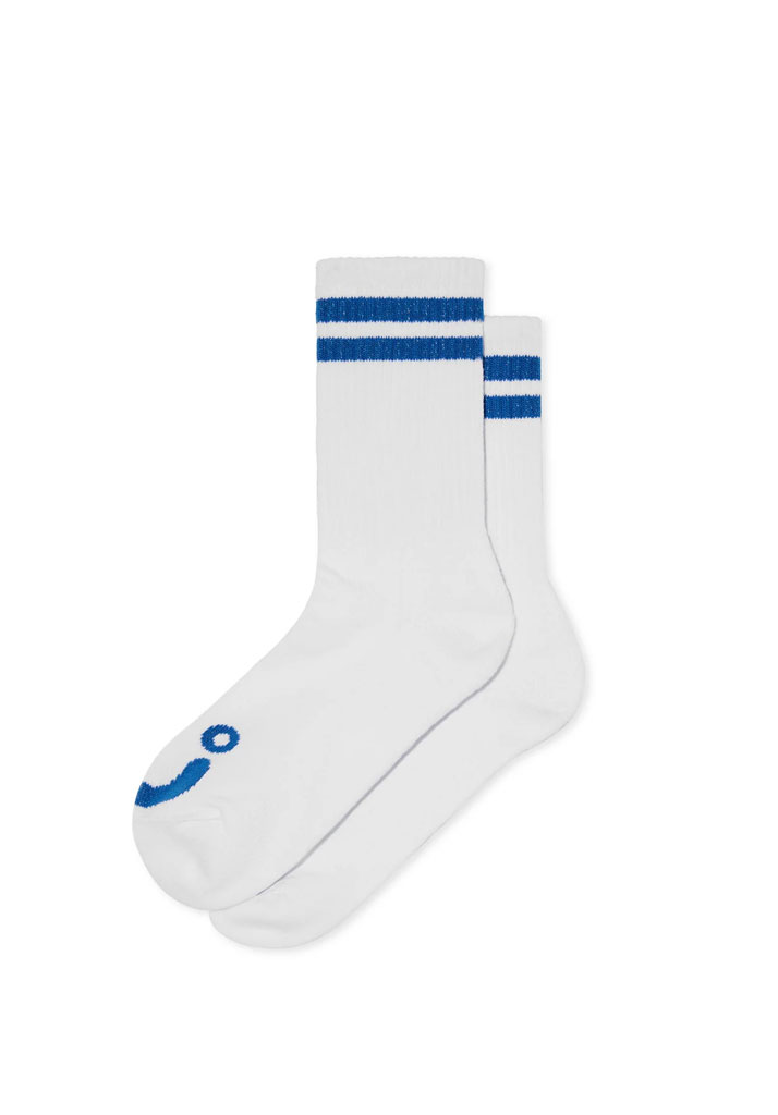 CALZE POLAR SKATE CO. RIB SOCKS | HAPPY SAD WHITE BLUE 39-42 (Size 39-42)