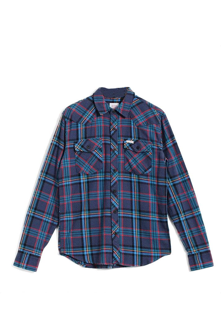 CAMICIA MANICHE LUNGHE TOPO DESIGN MOUNTAIN SHIRT ROYAL NAVI PLAID S (Taglia S)
