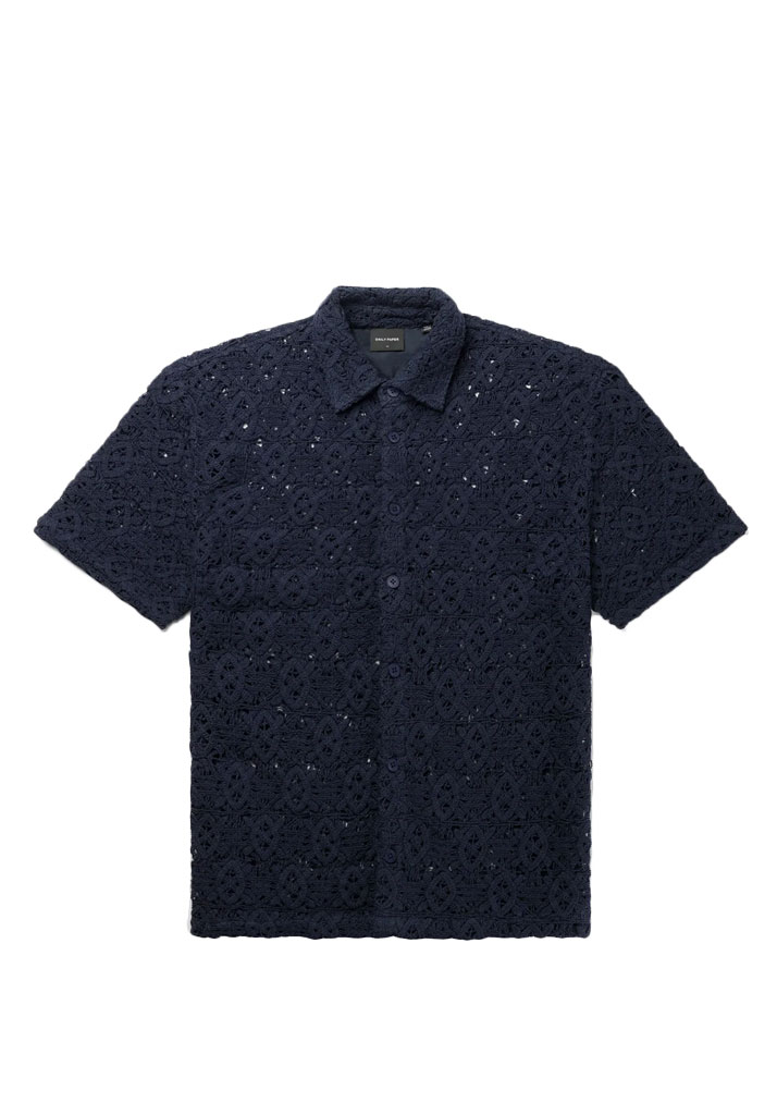 CAMICIA MANICHE CORTE DAILY PAPER LACE SHIELD SS SHIRT MARTIME BLUE S (Size S)