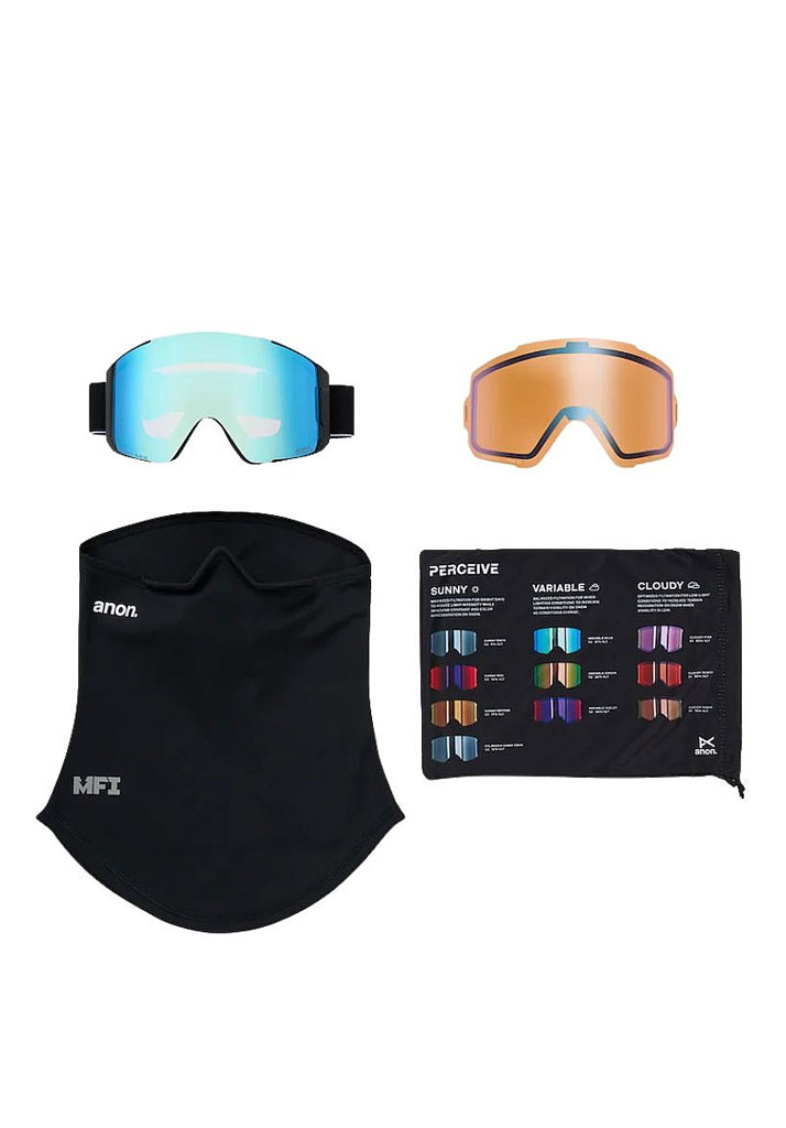 MASCHERA SNOWBOARD ANON SYNC + BL + MFI FACE MASK - BLACK PERCEIVE VARIABLE BLUE