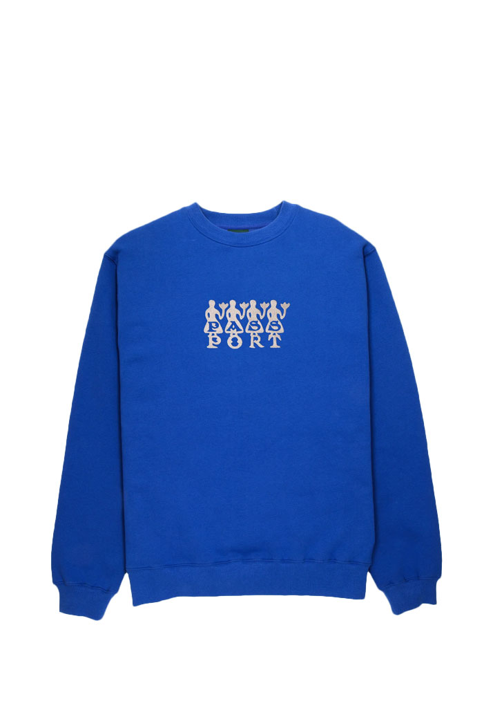 FELPA GIROCOLLO PASS~PORT 4 FLOWERS ORGANIC FLEECE SWEATER ROYAL BLUE S (Size S)
