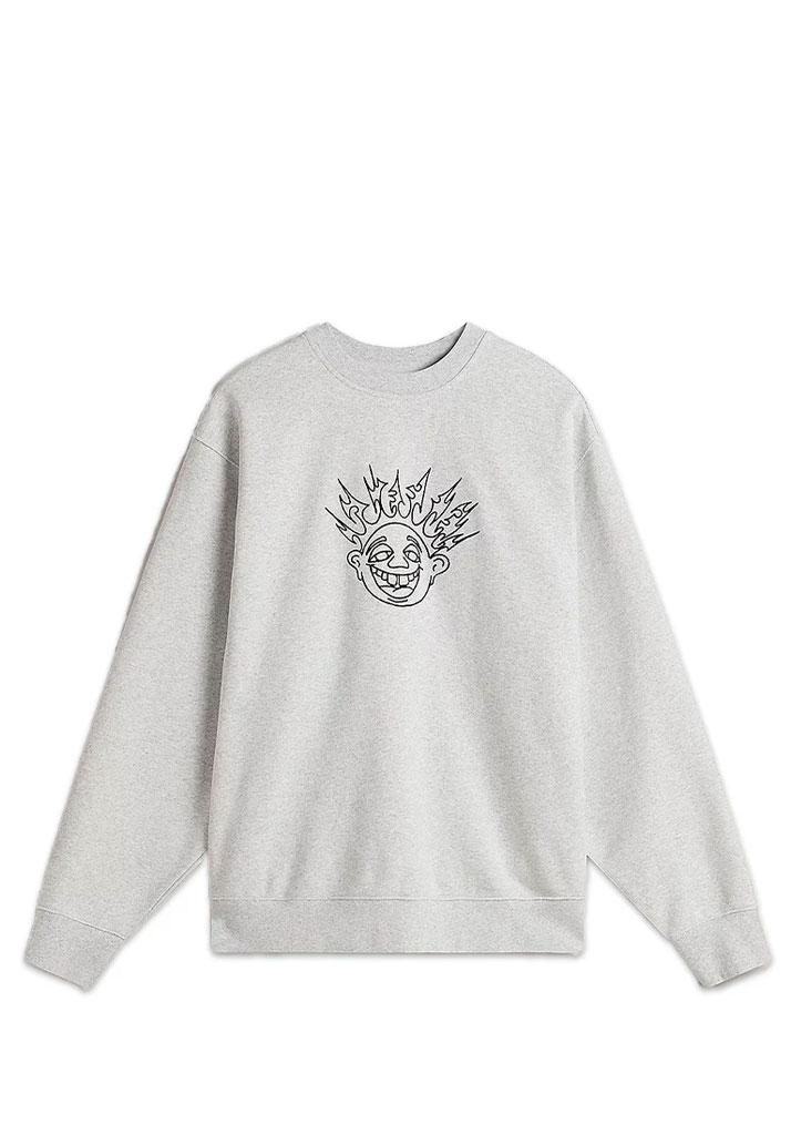 FELPA GIROCOLLO VANS SKATE SMILE SPIKE CREW ASH HEATHER XS (Size XS)