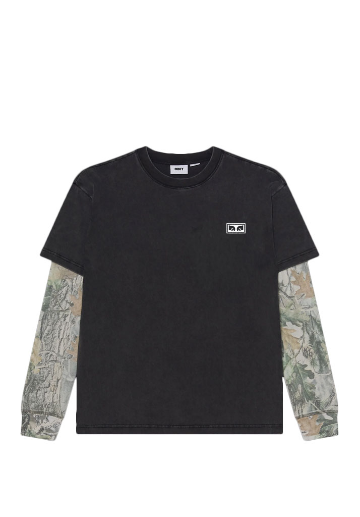 T-SHIRT MANICHE LUNGHE OBEY OBEY POST 2FER DUSTY BLACK LIMO MULTI M (Size M)