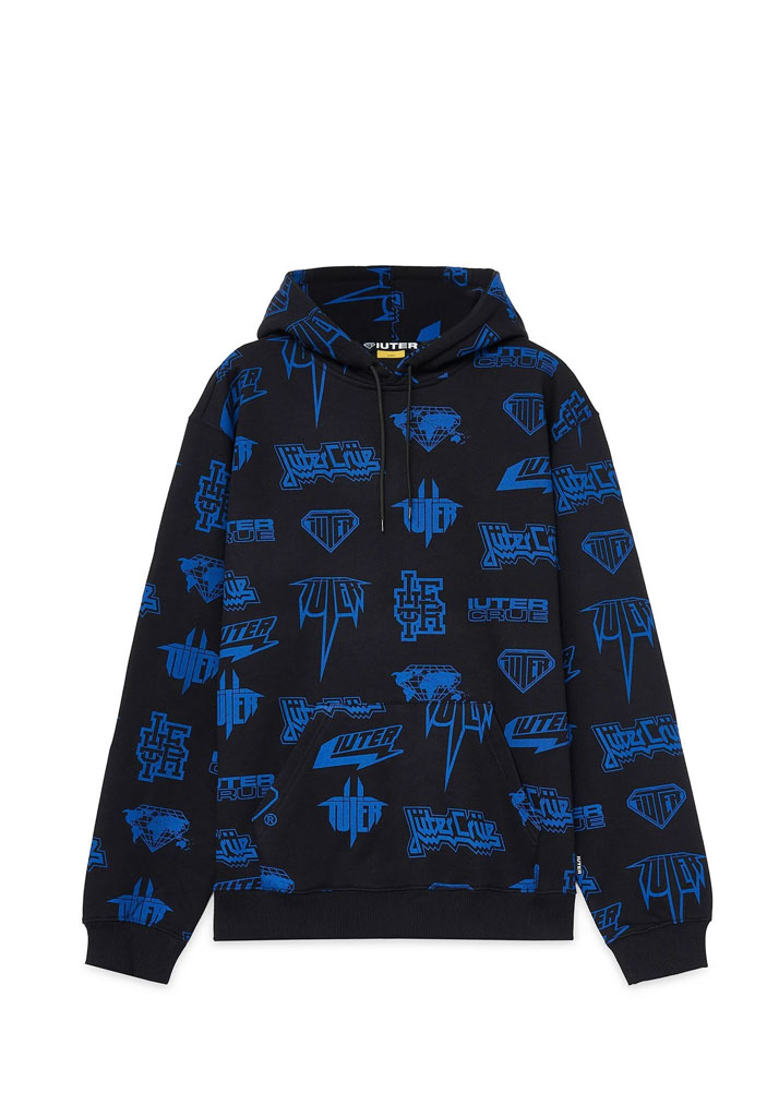 FELPA CAPPUCCIO IUTER HORNS ALLOVER HOODIE BLACK S (Size S)