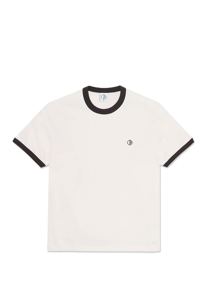 T-SHIRT MANICHE CORTE POLAR SKATE CO. RINGER TEE IVORY CHOCOLATE S (Size S)