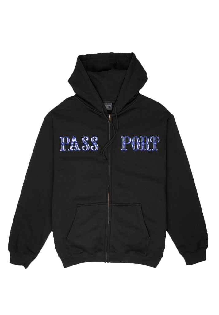 FELPA CAPPUCCIO PASS~PORT GLINT ZIP HOODIE BLACK L (Size L)