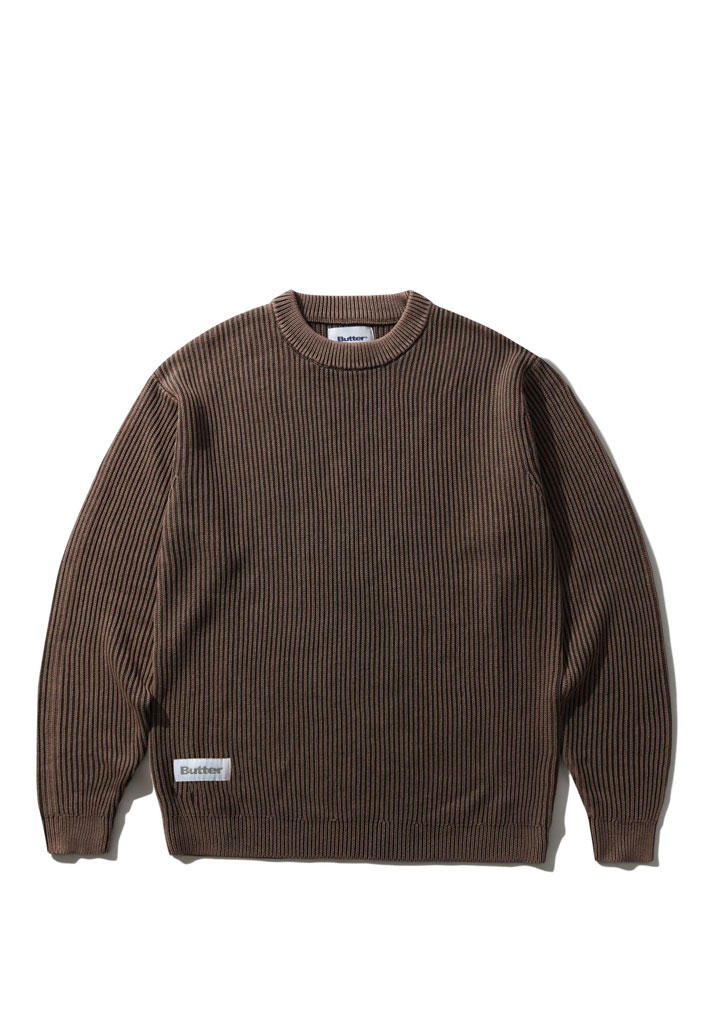 MAGLIONE BUTTER GOODS BLEACH KNIT SWEATER BROWN L (Size L)