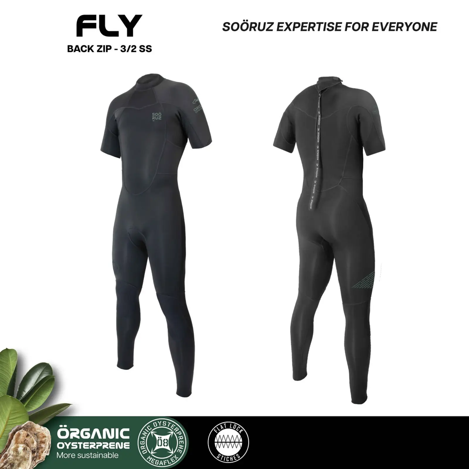 Sooruz Semidry Men 3/2 SS Back Zip  FLY - Size : S