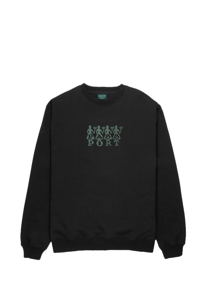 FELPA GIROCOLLO PASS~PORT 4 FLOWERS ORGANIC FLEECE SWEATER BLACK M (Size M)