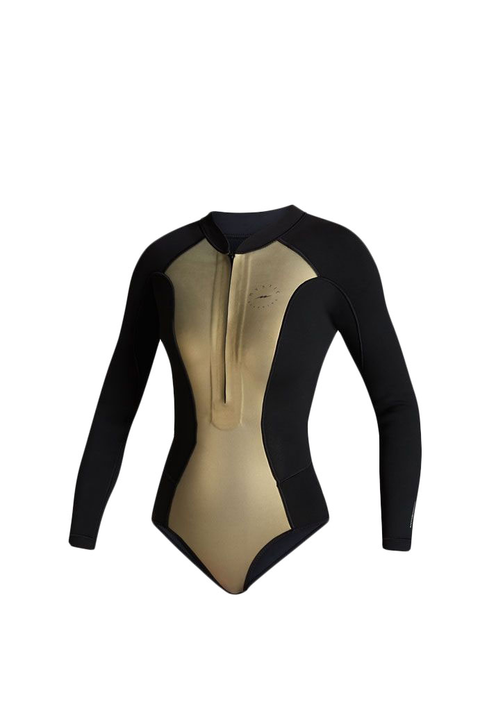 MUTA NEOPRENE MYSTIC SWAY LONGARM SUPER SHORTY 2/2mm FZIP WOMEN 967 BLACK GOLD M (Size M)