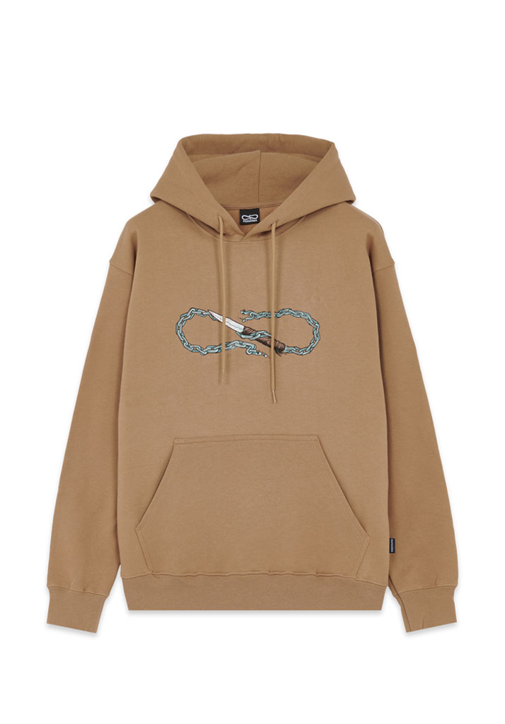 FELPA CAPPUCCIO PROPAGANDA LOGO CHAIN HOODIE CAMEL XS (Size XS)