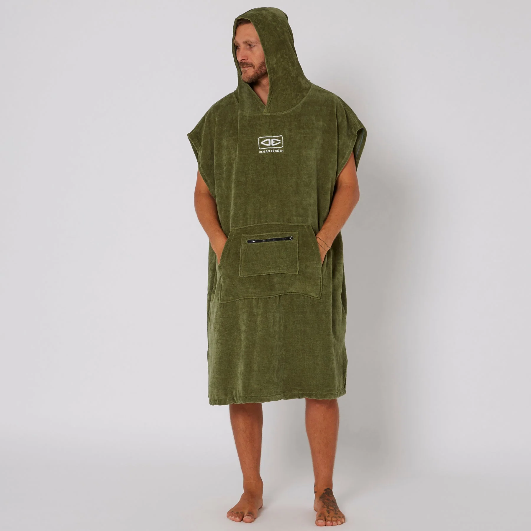 Ocean & Earth Mens Corp Hooded Poncho - Color : Military