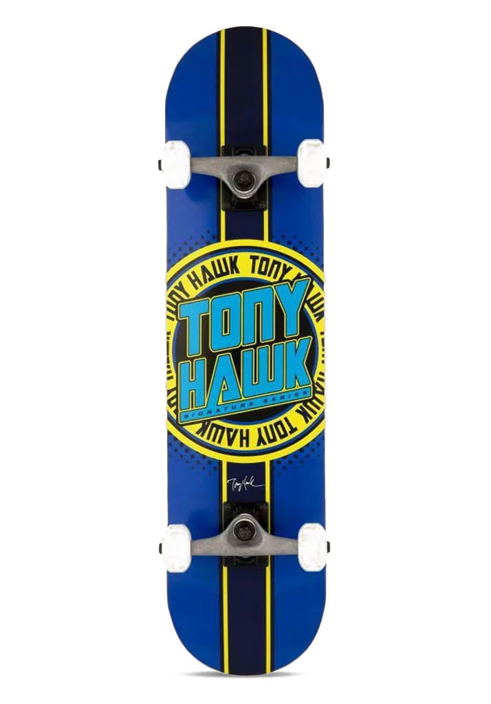 SKATE COMPLETO TONY HAWK SS 180+ COMPLETE BADGE LOGO BLUE YELLOW