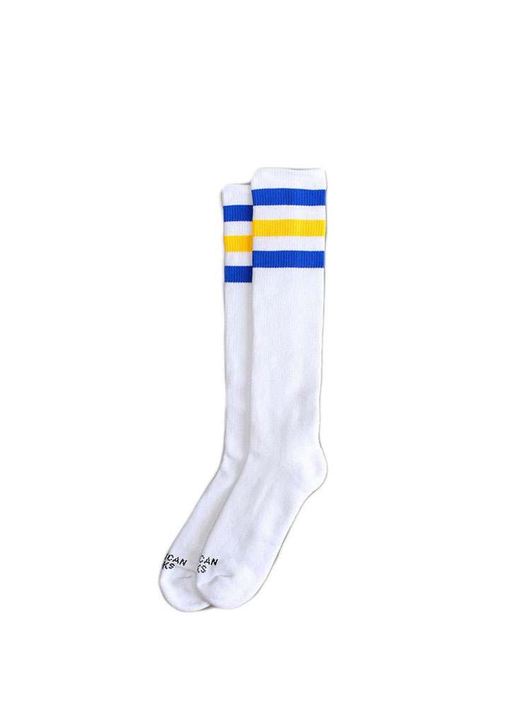 CALZE AMERICAN SOCKS OBI WAN knee high WHITE BLUE YELLOW BLUE U