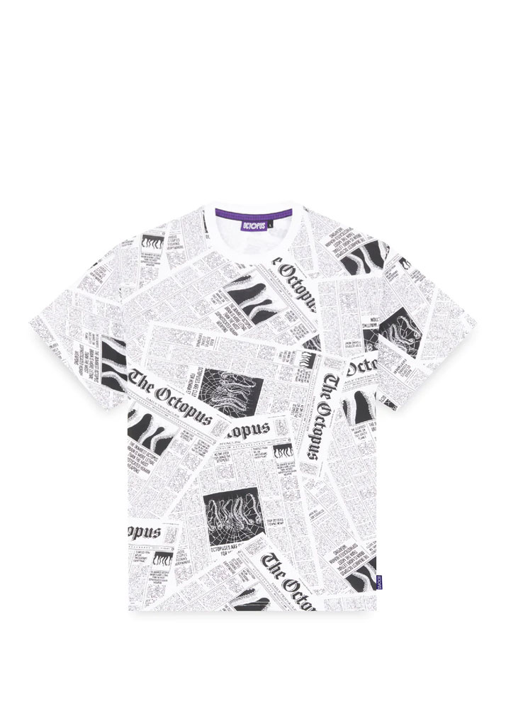 T-SHIRT MANICHE CORTE OCTOPUS NEWSPAPER TEE WHITE S (Size S)