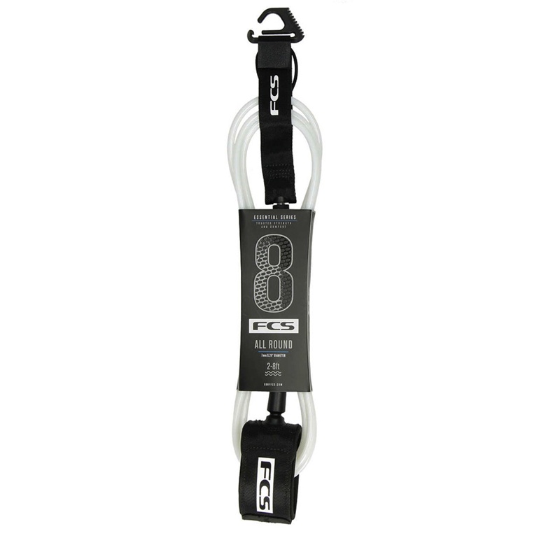 FCS LEASH 8'' ALL ROUND ESSENTIAL WHITE BLACK