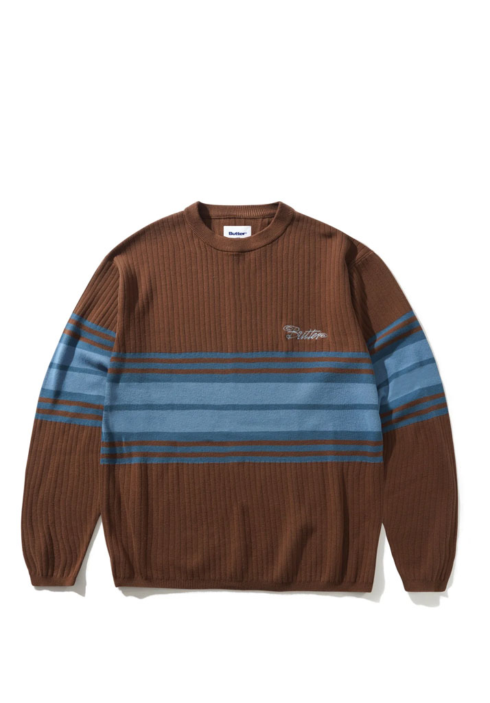 MAGLIONE BUTTER GOODS CREST KNIT SWEATER BROWN M (Size M)
