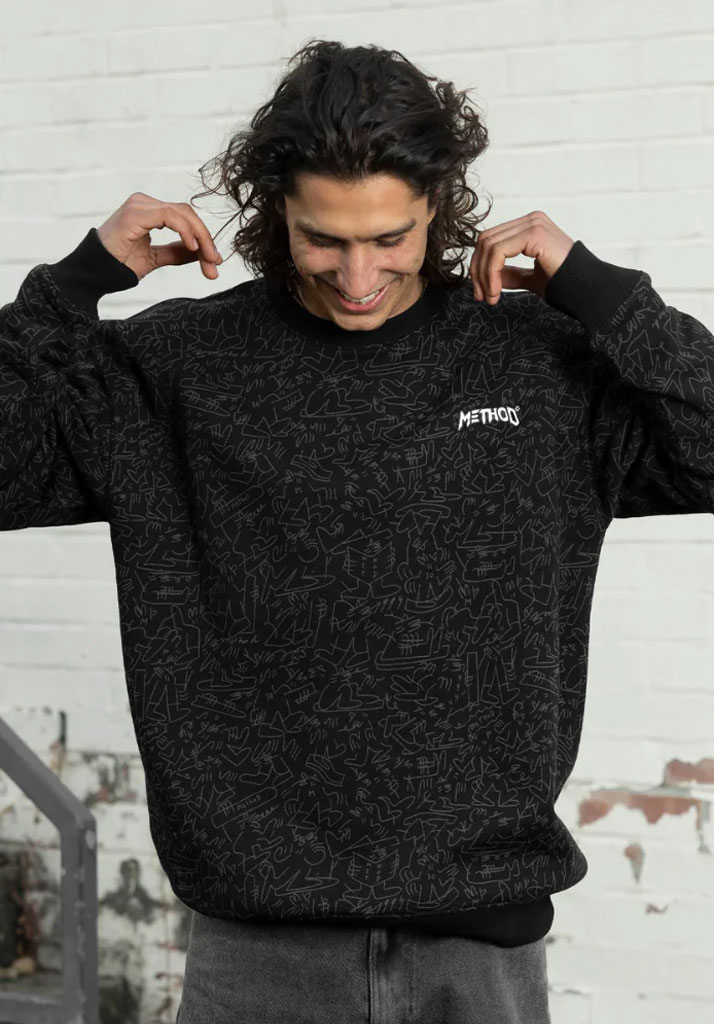 FELPA GIROCOLLO METHOD X LUCAS CREW SWEATSHIRT BLACK L (Taglia L)
