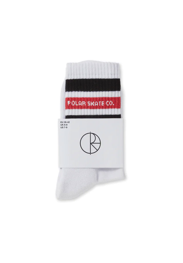 CALZE POLAR SKATE CO. FAT STRIPE SOCKS WHITE BLACK RED 35-38 (Taglia 35-38)