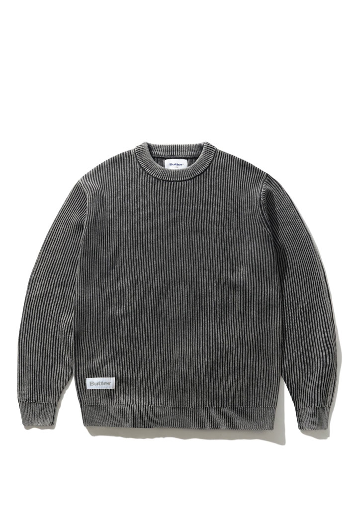 MAGLIONE BUTTER GOODS BLEACH KNIT SWEATER BLACK M (Size M)