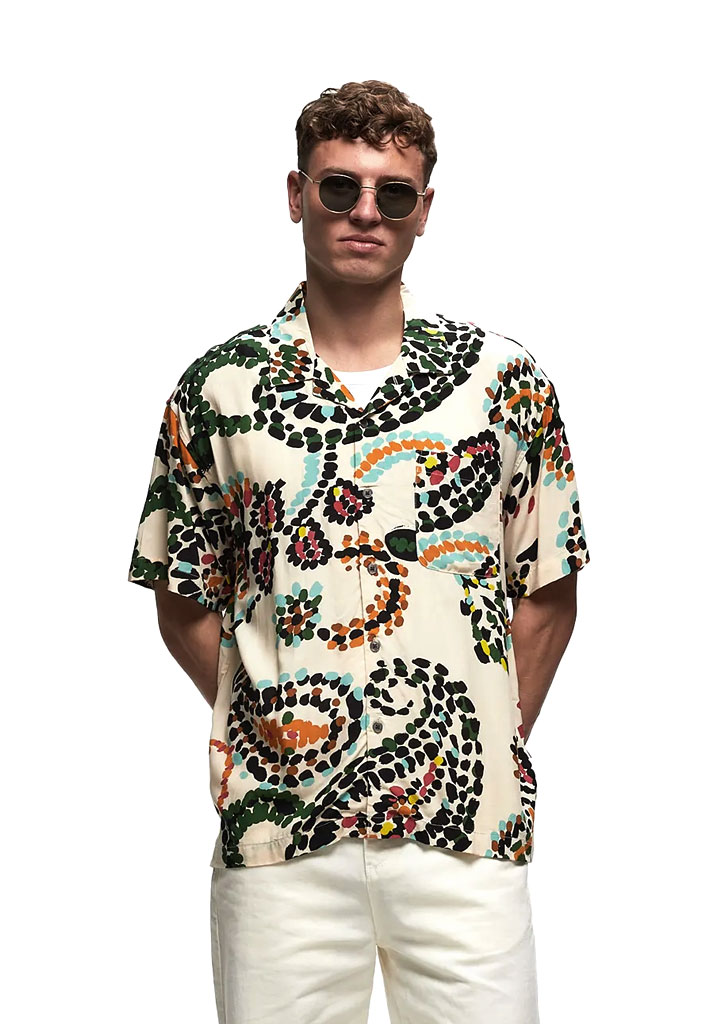 CAMICIA MANICHE CORTE OBEY PAISLEY DOTS WOVEN S/S WHITE SMOKE MULTI S (Size S)