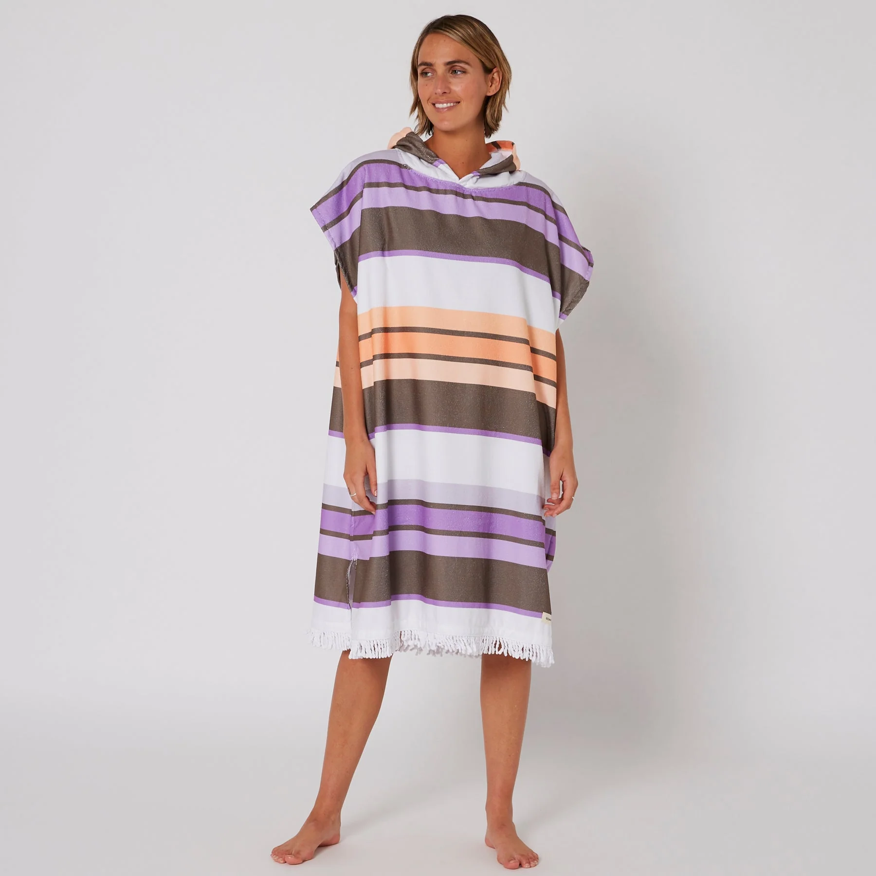 Ocean & Earth Ladies Sunkissed Hooded Poncho - Color : Apricot Blush