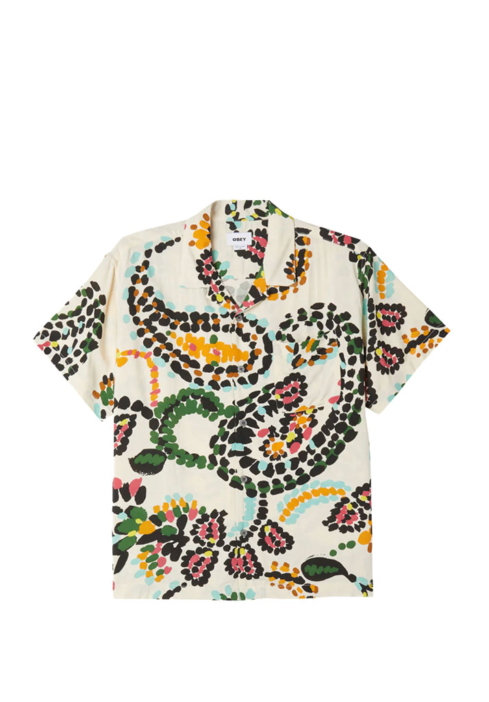 CAMICIA MANICHE CORTE OBEY PAISLEY DOTS WOVEN S/S WHITE SMOKE MULTI S (Size S)