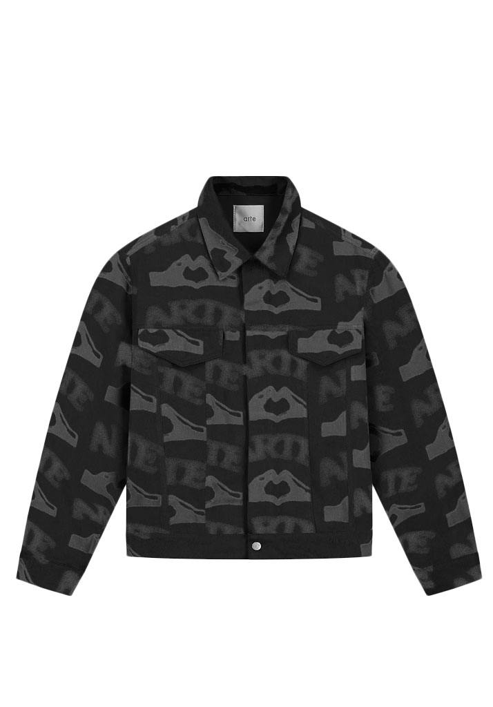 GIACCA ARTE ANTWERP HEART PRINTED JACKET BLACK S (Size S)