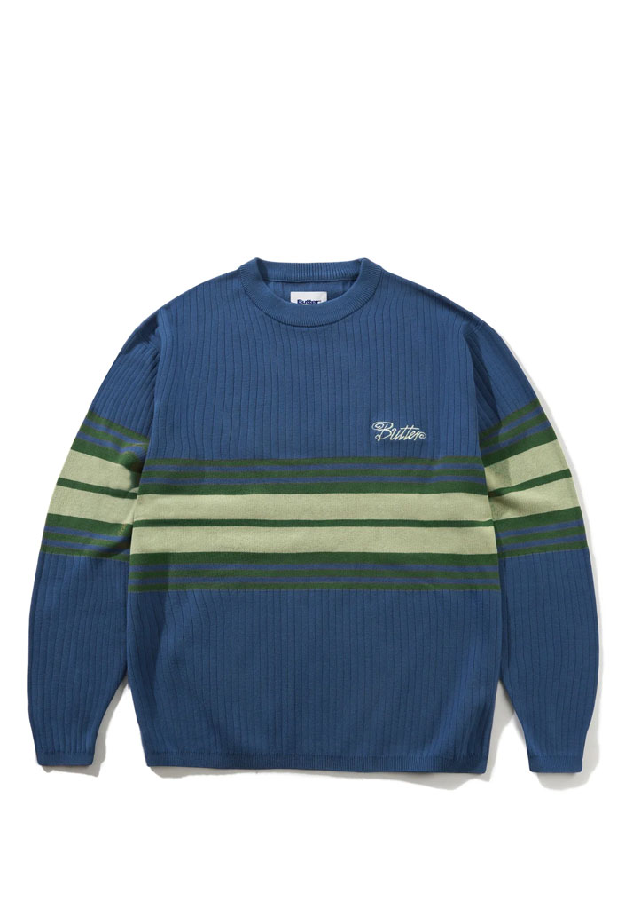 MAGLIONE BUTTER GOODS CREST KNIT SWEATER OCEAN M (Size M)