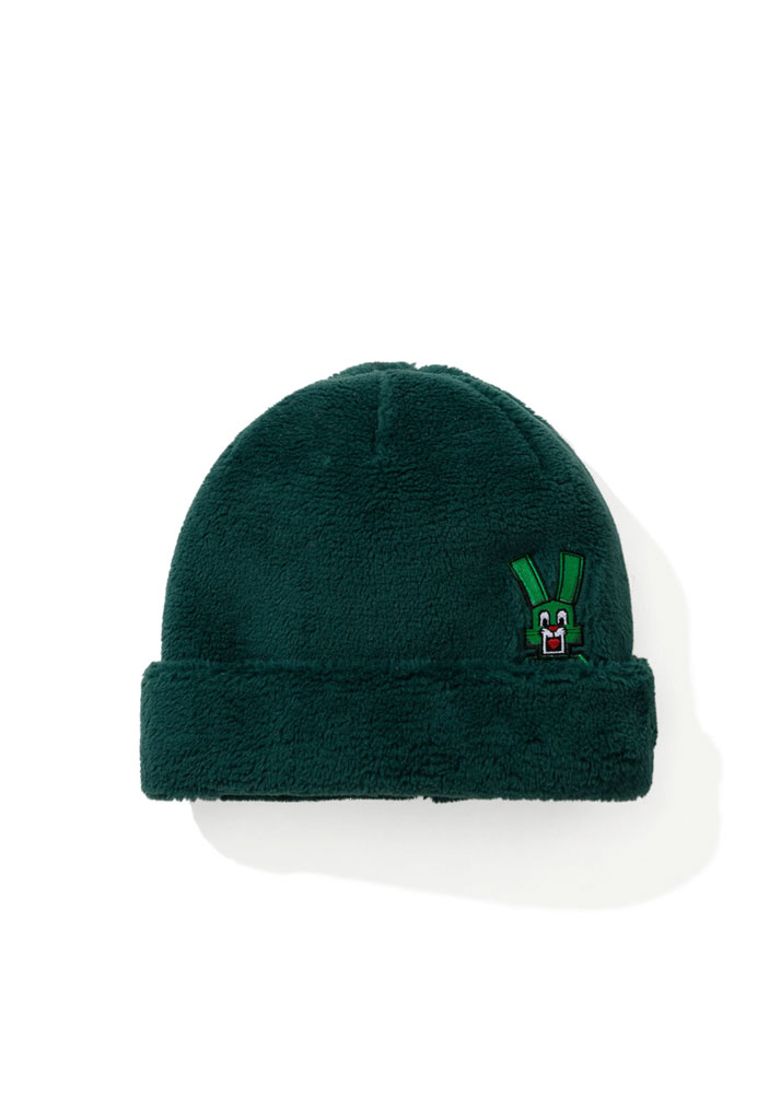 BERRETTA BSRABBIT SQUARE BLOCK RABBIT SOFT FUR BEANIE GREEN