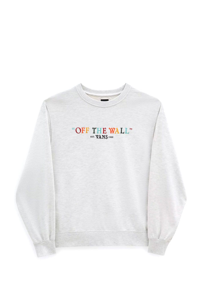 FELPA GIROCOLLO VANS RAINBOW SCRIPT CREW OATMEAL HEATHER XS (Size XS)