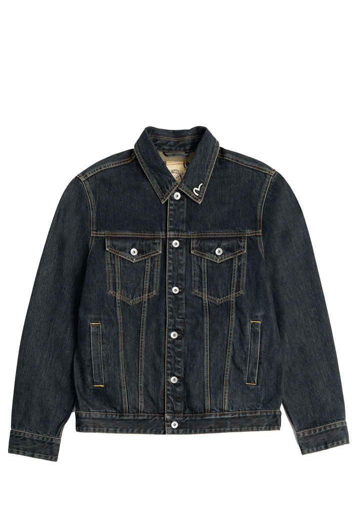 GIACCA EVISU HT WASHED DENIM JACKET W PRINTED DAICOCK INDIGO XL (Size XL)