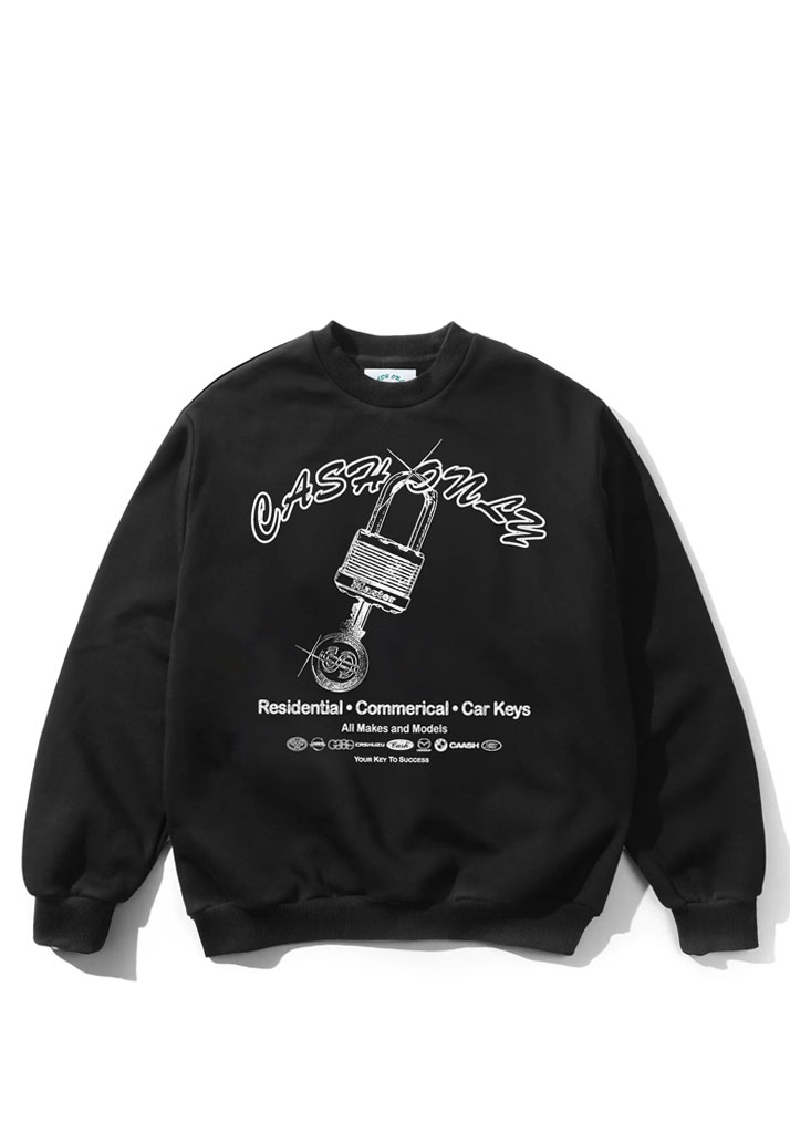 FELPA GIROCOLLO CASH ONLY LOCKSMITH CREWNECK BLACK M (Size M)