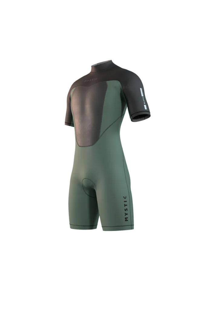 MUTA NEOPRENE MYSTIC BRAND SHORTY 3/2mm BZIP FLATLOCK 643 DARK OLIVE M (Size M)