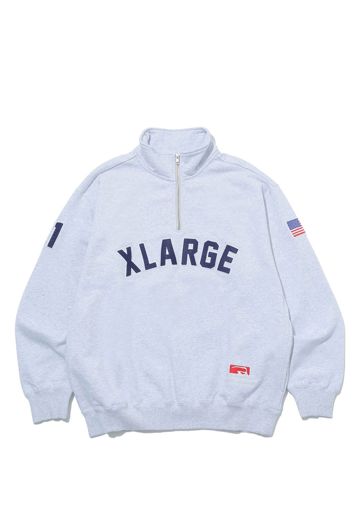 FELPA GIROCOLLO X-LARGE ARCH LOGO HALF ZIP SWEATSHIRT ASH M (Size M)