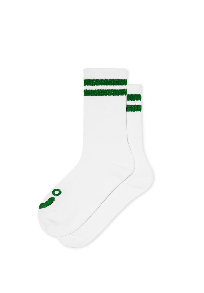 CALZE POLAR SKATE CO. RIB SOCKS | HAPPY SAD WHITE GREEN 39-42 (Size 39-42)