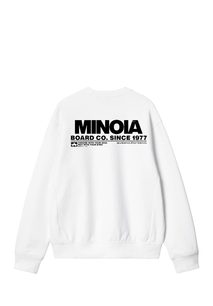 FELPA GIROCOLLO MINOIA BOARD CO SOUL CREW WHITE XXL (Taglia XXL)