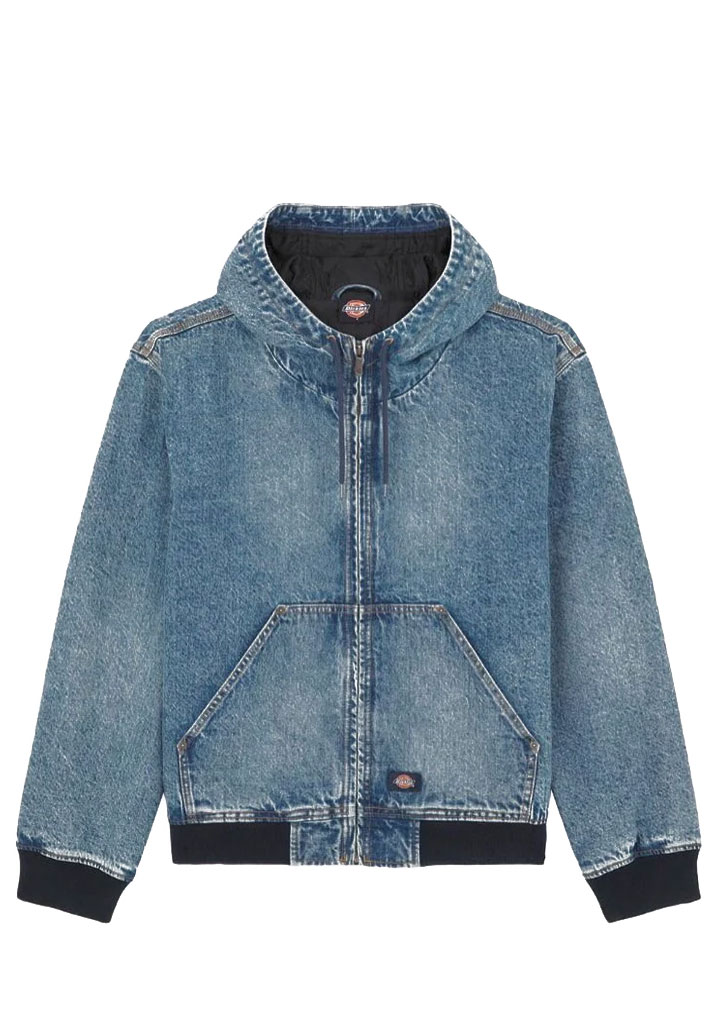 GIACCA DICKIES HOODED DENIM JACKET RINSED BLUE W FADE L (Size L)