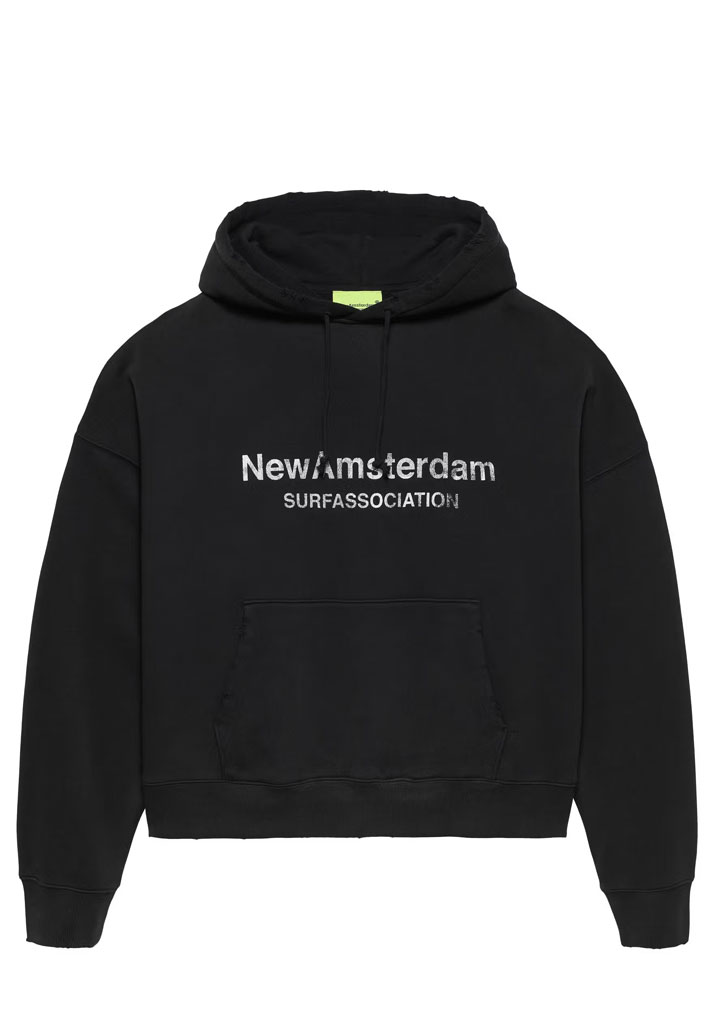 FELPA CAPPUCCIO NEW AMSTERDAM WORKED LOGO HOODIE BLACK WHITE M (Size M)
