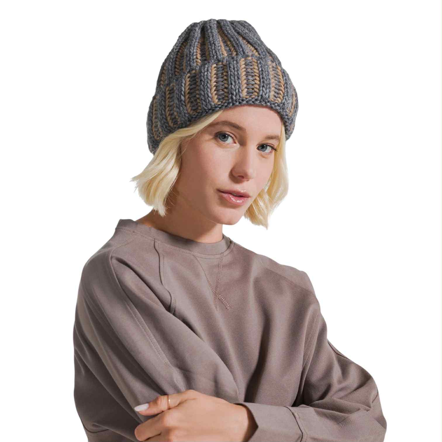 Deha Berretta Bicolore in Lana e Alpaca (SILVER GREY)