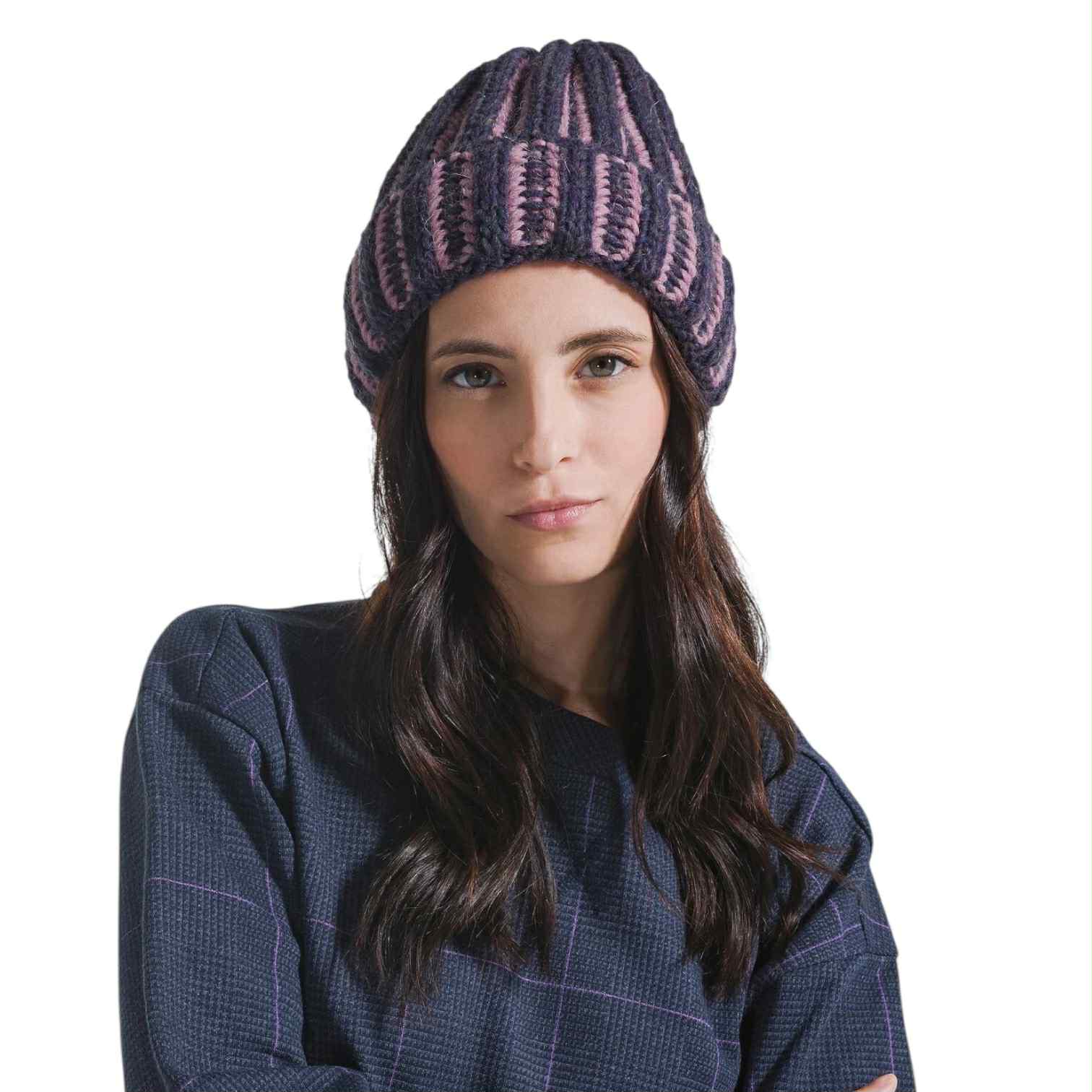 Deha Berretta Bicolore in Lana e Alpaca (CORDOVAN RED)